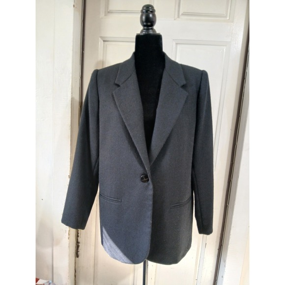 Sag Harbor Petite Blazer 12P Black Wool Blend Single Button Classic Fit - Picture 4 of 6